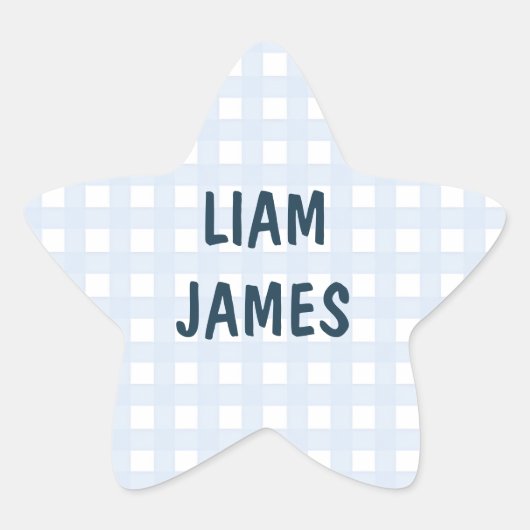 Gestreepte Gingham Baby Jongen Envelope Sticker (Voorkant)