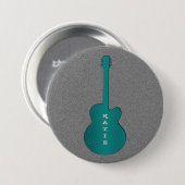 Gestreepte gitaar Button, Turquoise Ronde Button 7,6 Cm (Voorkant /achterkant)