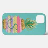 Gestreepte Glitter Ananas Mint Groen Case-Mate iPhone Case (Achterkant (horizontaal))