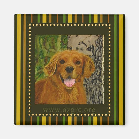 Gestreepte Golden Retriever Magnet AZGRC (Voorkant)