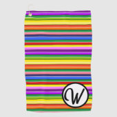 Gestreepte Golfaccessoires Gepersonaliseerde Kleur Golfhanddoek (Voorkant)