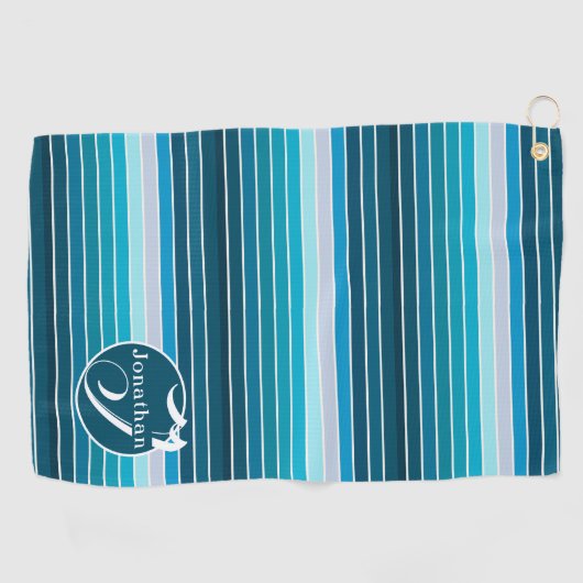 Gestreepte Golfaccessoires Persoonlijk Blauw Golfhanddoek (Horizontaal)