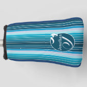 Gestreepte Golfaccessoires Persoonlijk Blauw Golfheadcover (Voorkant)