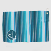 Gestreepte Golfaccessoires Persoonlijke Blauwe Golfhanddoek (Horizontaal)