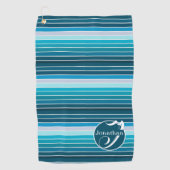 Gestreepte Golfaccessoires Persoonlijke Blauwe Golfhanddoek (Voorkant)