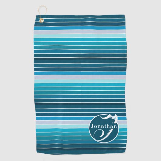 Gestreepte Golfen Accessoires gepersonaliseerd bla Golfhanddoek (Voorkant)