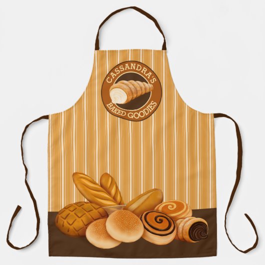 Gestreepte Goodies Pastry Bread Baker's Logo Strip Schort (Voorkant)