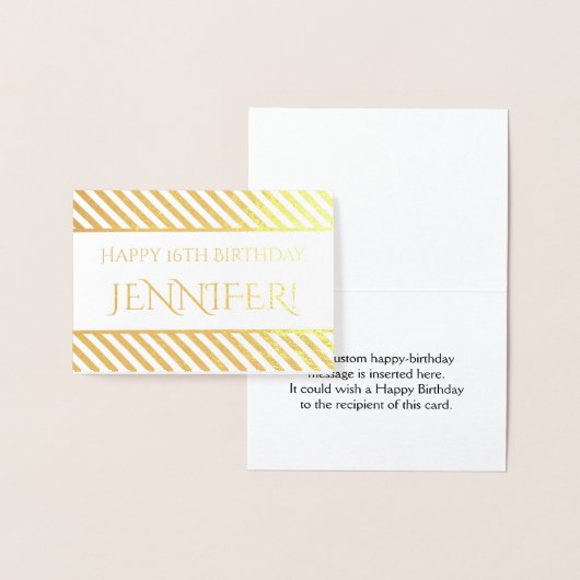Gestreepte gouden folie "Happy Birthday, Jennifer! Folie Kaarten (Display)