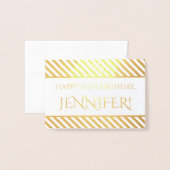 Gestreepte gouden folie "Happy Birthday, Jennifer! Folie Kaarten (Voorkant met envelop)