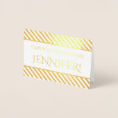 Gestreepte gouden folie "Happy Birthday, Jennifer! Kaarten (Voorkant)