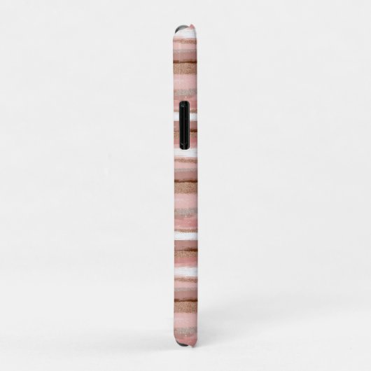 Gestreepte gouden glitter roze Case-Mate iPhone case (Achterkant/rechts)