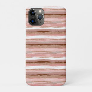 Gestreepte gouden glitter roze Case-Mate iPhone case