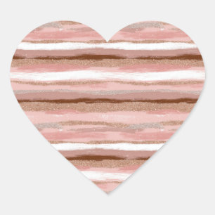 Gestreepte gouden glitter roze hart Sticker