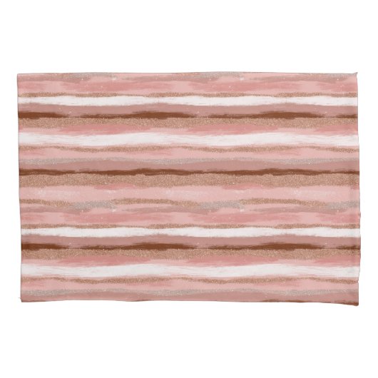 Gestreepte gouden glitter roze kussen Hoesje Kussensloop (Voorkant)