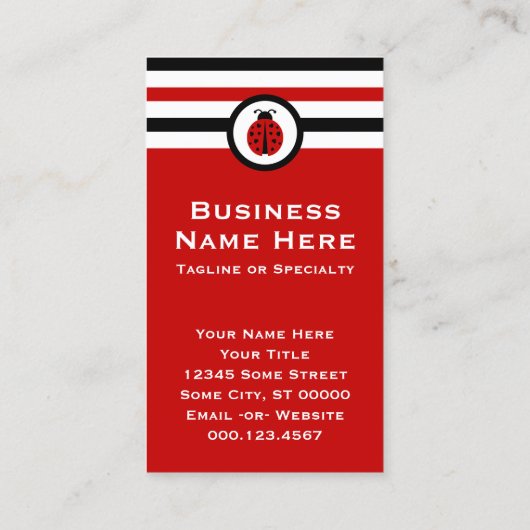 Gestreepte grafische Visitekaartje van Ladybug (Achterkant)