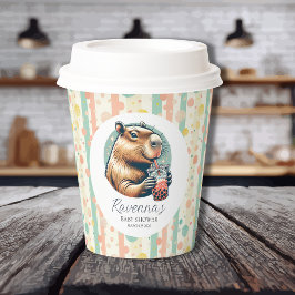 Gestreepte Grappige Capybara Persoonlijke Baby Sho Papieren Bekers