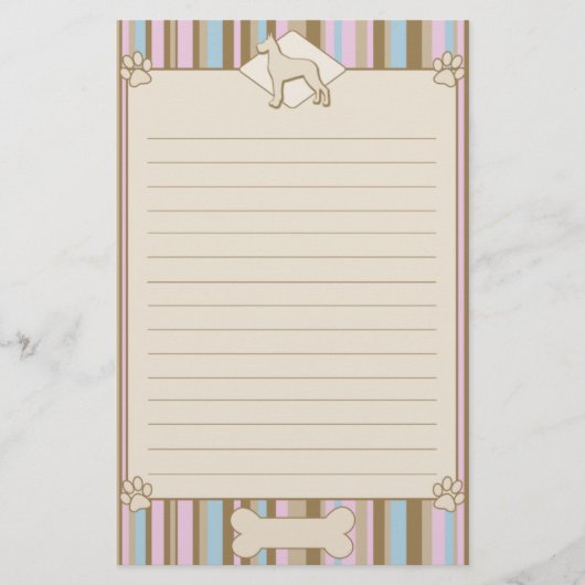 Gestreepte Great Dane Stationery Briefpapier (Voorkant)