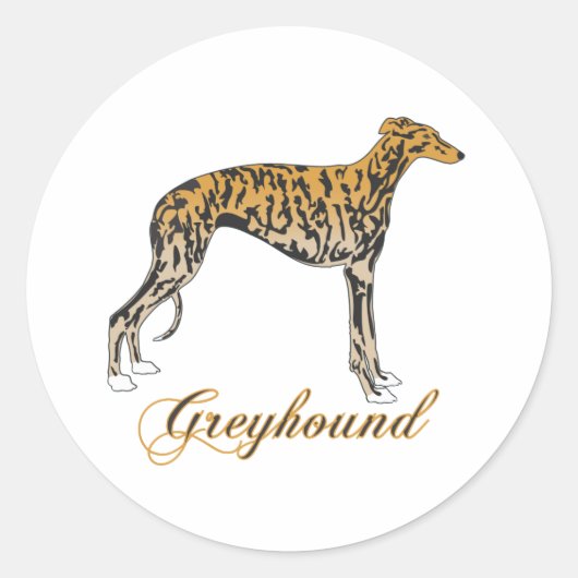 Gestreepte Greyhound  Ronde Sticker (Voorkant)