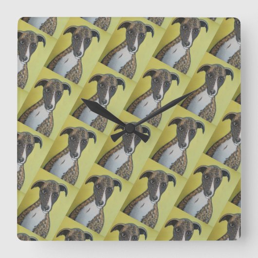 Gestreepte Greyhound wandklok (Voorkant)