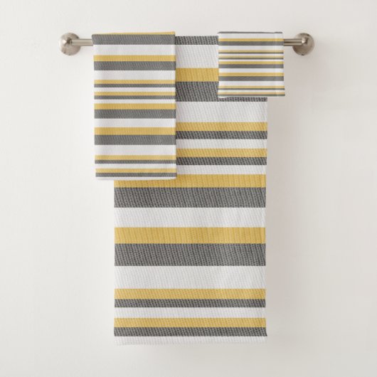 Gestreepte grijs, crème, gele handdoek (Insitu)