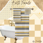 Gestreepte grijs, crème, gele handdoek