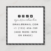 Gestreepte grijs gotische & bloemige schedel Tatto Vierkante Visitekaartje (Achterkant)