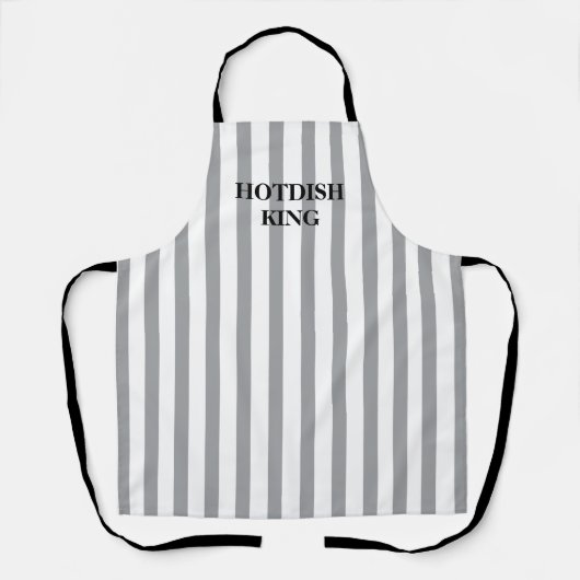 Gestreepte Grijs Hotdish King All-Over Print Schor Schort (Voorkant)