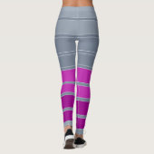 Gestreepte grijze paarse mode leggings (Achterkant)