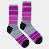 Gestreepte grijze paarse mode sokken (Rechts)