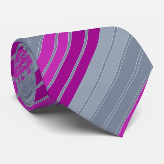 Gestreepte grijze paarse mode stropdas (Opgerold)