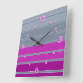 Gestreepte grijze paarse mode vierkante klok (Hoek)