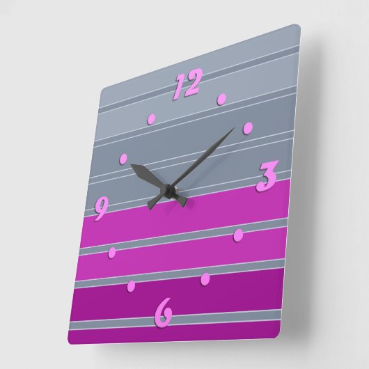 Gestreepte grijze paarse mode vierkante klok (Hoek)