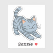 Gestreepte grijze poes sticker (Vel)