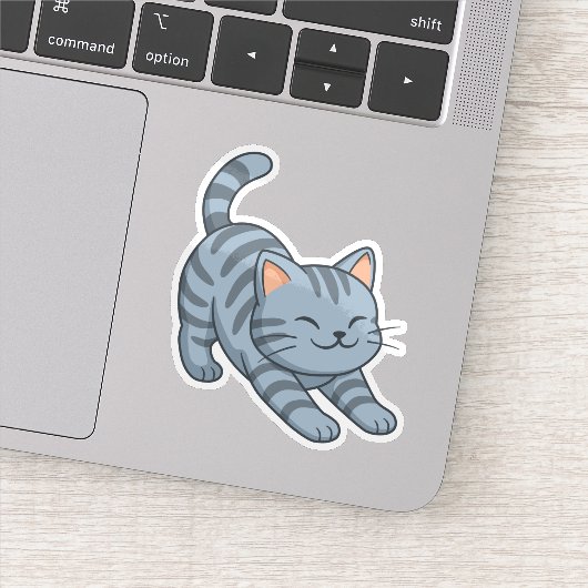 Gestreepte grijze poes sticker (Detail)