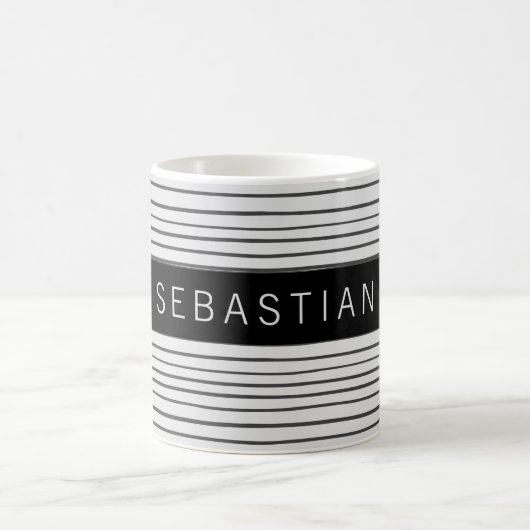 Gestreepte grijze witte patroon, speciaal aangepas koffiemok (Center)