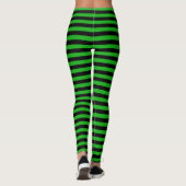 Gestreepte groene en zwarte Halloween witte heks Leggings (Achterkant)