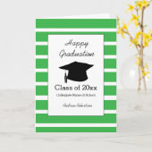 Gestreepte groene klasse van 2025 Happy Afstuderen Kaart (Gele Bloem)