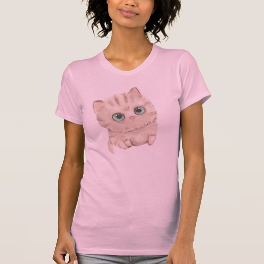 Gestreepte, groene ogen schattige kitten t-shirt (Voorkant)