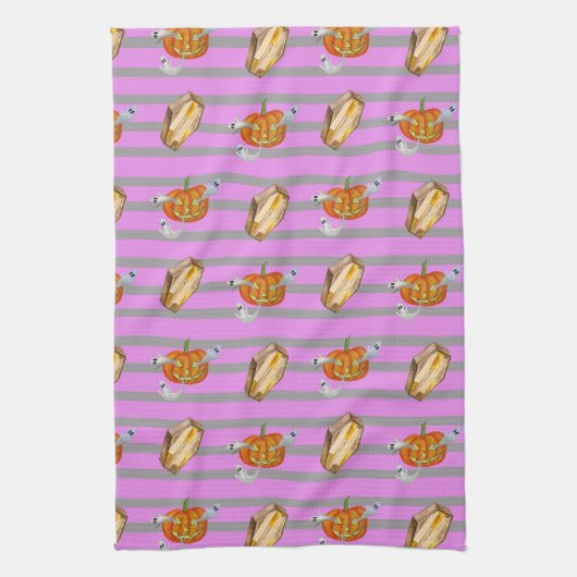 Gestreepte Halloween Theedoek (Verticaal)