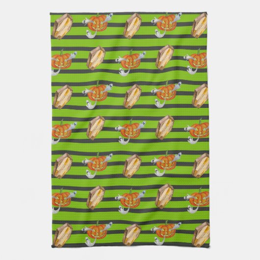 Gestreepte Halloween Theedoek (Verticaal)