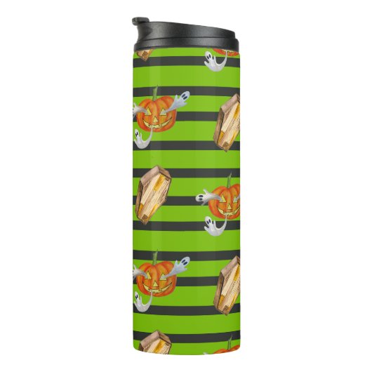 Gestreepte Halloween Thermosbeker (Geroteerd rechts)
