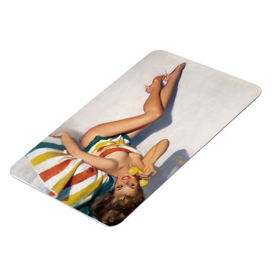 Gestreepte handdoek omhoog magneet (Linkerzijde)