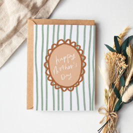 Gestreepte handgetekende rand Gelukkige Moederdag Bedankkaart