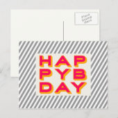 Gestreepte Happy Bday Typografie Briefkaart (Voorkant / Achterkant)