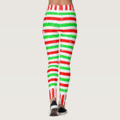 Gestreepte Happy Festive met Snowman en Snowflakes Leggings (Achterkant)