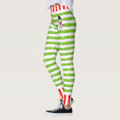 Gestreepte Happy Festive met Snowman en Snowflakes Leggings (Links)