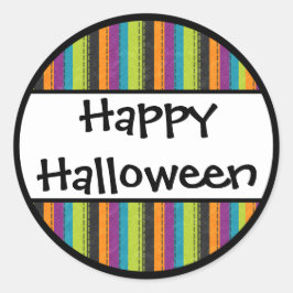 Gestreepte Happy Halloween Ronde Sticker