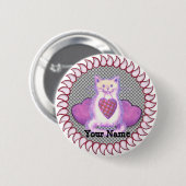 Gestreepte Hart Kat speldenknop Ronde Button 5,7 Cm (Voorkant /achterkant)