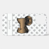 Gestreepte Havanese Mooie Cartoon Hond & Naam Case-Mate iPhone Case (Achterkant (horizontaal))