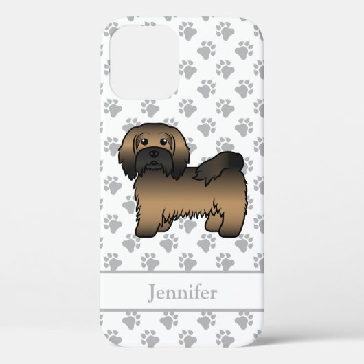 Gestreepte Havanese Mooie Cartoon Hond & Naam Case-Mate iPhone Case (Achterkant)